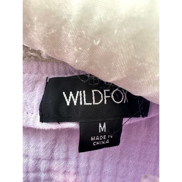 WILDFOX | Lilac Purple Textured Cotton Crop Top Pearl Trim Keyhole Back | Medium - Picture 6 of 8